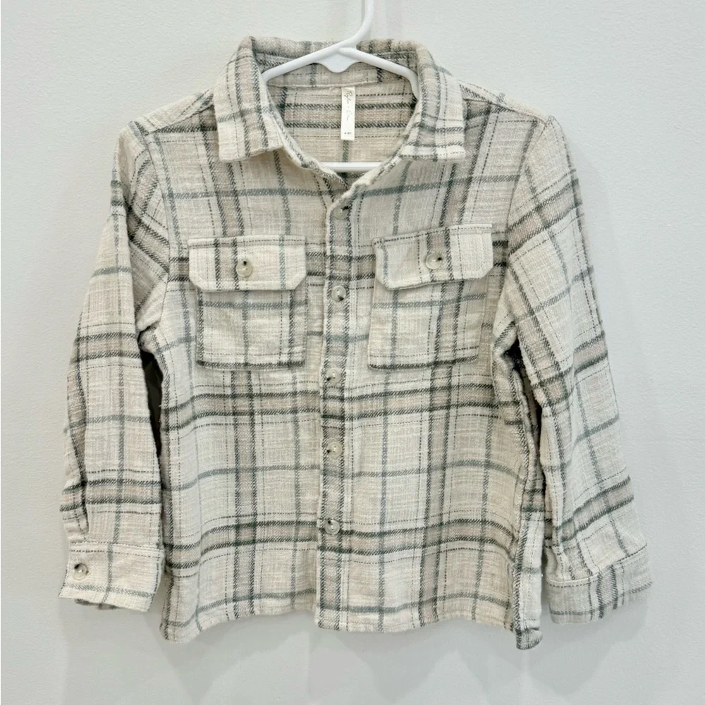 Rylee + Cru rustic plaid boys collared long sleeve button up size 4/5 EUC